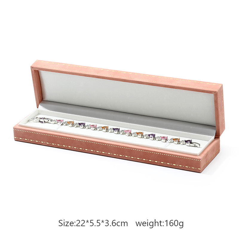 กล่องกำไลยาวสีชมพู