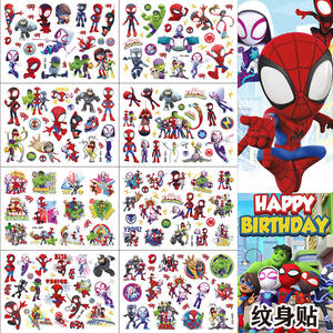 Nouveauté Autocollants de transfert d'eau <span class=keywords><strong>Spiderman</strong></span> et ses amis extraordinaires Petit Spider Autocollants de tatouage de dessin animé pour fête d'anniversaire - Product Image 1