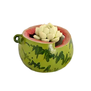 定制西瓜陶瓷花瓶水果形状花盆多汁花盆陶瓷花盆
