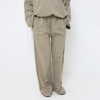 Nouvel ensemble modeste en coton surdimensionné 2026 – Haut à épaules tombantes et manches larges et pantalon large à coutures apparentes pour femme – Tenue décontractée personnalisable