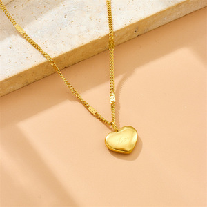 Heart Pendant Necklace Gold Plated Stainless Steel Valentine Gift Jewelry Chain Minimalist Design - Product Image 2