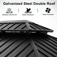 Gazebo de qualité commerciale 12x20 pieds avec toit rigide en acier galvanisé, double toit, pavillon extérieur pour hôtel, villa, projet de complexe hôtelier