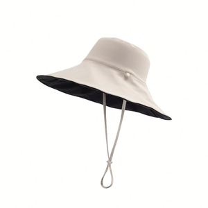 Sombrero de Pescador Reversible de Ala Ancha 100% Algodón Nuevo, Visera de Sol Personalizada para Mujer, para Uso Diario, con Logotipo Metálico, para Pesca y Viajes - Product Image 4