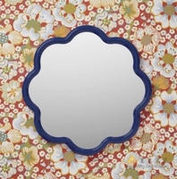 Cermin Dinding Bunga Begonia Vintage Modern Dekoratif dengan Bingkai Merah untuk Ruang Tamu, Kamar Tidur, Pintu Masuk, Grosir