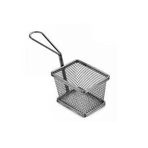 Deep Fry Basket Kitchen Stainless Steel Round Fry Basket with Folding Handle