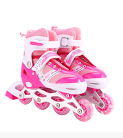 Patins à roulettes ajustables avec roues lumineuses LED, patins à roulettes confortables en PU respirant, chaussures de patinage sportives d'extérieur