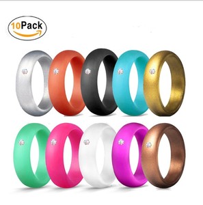 5.7mm <strong>Silicone</strong> Japanese Style Fashion <strong>Wedding</strong> Band <strong>Ring</strong> with Crystal Rhinestone for Women - Product Image 1