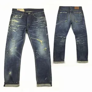 Lotfeel OEM new style bulk wholesale Custom High quality vintage wash distressed Japanese selvedge jeans denim 009