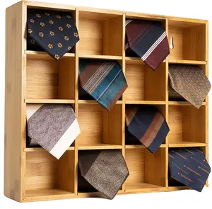 Men's tie stand wall mount storage box organizer wooden suit tie stand bow tie display wall mounted stand