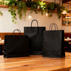 Wholesale Custom Recycled Kraft Paper <b>Bags</b> with Handles Your Own Logo White Black Brown Food Safe Reusable Shopping <b>Bags</b> - Product Image 2