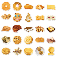 50 pièces usine en gros Style réaliste motif alimentaire amusant Biscuits autocollants pour casque réfrigérateur bureau décoration autocollant