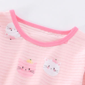 Set di Abbigliamento per Bambine, <span class=keywords><strong>Pigiama</strong></span> in <span class=keywords><strong>Cotone</strong></span> con Stampa di Gatti Carini, Maniche Lunghe, Abbigliamento da Notte per Bambini - Product Image 3