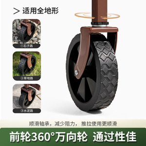 Camping <b>Cart</b> <b>Foldable</b> Portable Outdoor 4 Wheel Metal Frame 80kg Capacity Picnic Transport <b>Cart</b> - Product Image 4