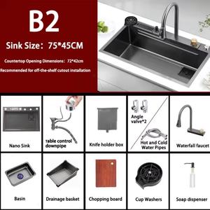 Grifo de Cocina Exterior Cuadrado Individual de Acero Inoxidable 304 Inteligente y Moderno, con Limpieza Ultrasónica, Multifunción, Cascada y Nano Cuchilla - Product Image 3