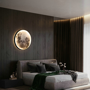 Lampe murale en forme de lune magique, décoration de chambre à coucher, salon, décoration d'arrière-plan, vente en gros, art mural de couloir, acrylique 3D, 60 LED, noir - Product Image 5