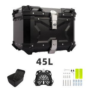 <span class=keywords><strong>Top</strong></span> <span class=keywords><strong>Case</strong></span> <span class=keywords><strong>Universel</strong></span> pour Moto 45L en Acier Inoxydable, Boîte Arrière à Dégagement Rapide, Coffre Arrière Noir Argenté, Étanche et Réfléchissant - Product Image 2