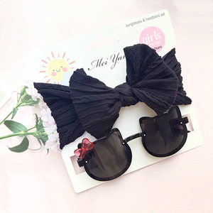 Nuovo Set 2026 Occhiali da Sole per Bambini con Fiocco e Fascia per Capelli, Accessori per Piccole Principesse, Occhiali da Sole Senza Montatura UV400 - Product Image 4