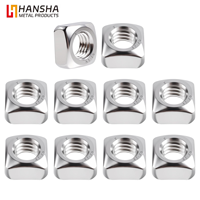 Écrous carrés HANSHA DIN 557 M3-M24 Grade A2-70 à filetage gauche avec finition zinguée et polie pour usage industriel lourd