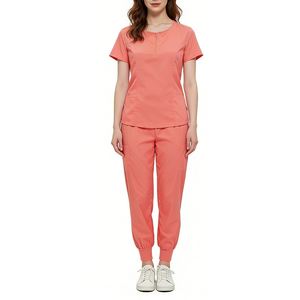 Ensemble de 2 pièces de blouses médicales unisexes à col zippé pour femmes et hommes, extensibles, à séchage rapide, avec logo personnalisé, pour hôpital, infirmières, Sehe Fashion - Product Image 4