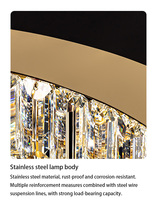 Lustre en cristal de luxe doré à hauteur réglable, luminaire suspendu circulaire LED pour villa, hall d'hôtel, salon