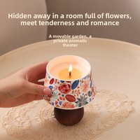 Bougie d'aromathérapie en céramique – Luxe pour l'intérieur, longue durée, en cire de soja, motif floral fait main ; Cadeaux de mariage/anniversaire