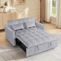 Canapé-lit convertible 2 places en velours capitonné 2-en-1 avec oreillers, mobilier de salon moderne et minimaliste pour petits espaces, confortable