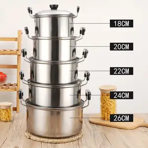 Bán buôn đồ nhà bếp Cookware Set với Bakelite Xử Lý Chứng Khoán nồi thép không gỉ nấu ăn nồi