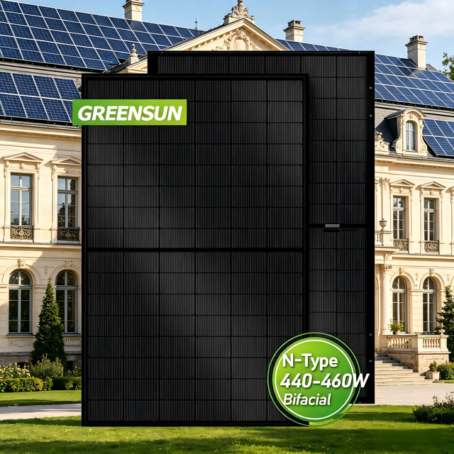 430W 435W 440w 450W 440Wp Solar Panels All Black Type n Solar Panels Bifacial Double Glass Pallet Price