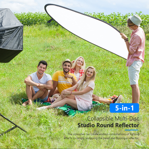 Réflecteur de lumière rond pliable multi-disques Neewer Portable 5 en 1 59quotx79&quot/150x200cm translucide/argent/or/blanc/noir - Product Image 5