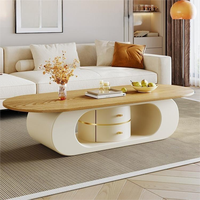 Table basse moderne pour petit salon avec fonction de rangement, design en panneaux de bois, pour la maison, l'hôtel et l'appartement
