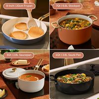 Ensemble de 11 ustensiles de cuisine en céramique antiadhésifs de luxe bleu marine en aluminium, compatible induction, sans PFOA, fabriqué en usine OEM