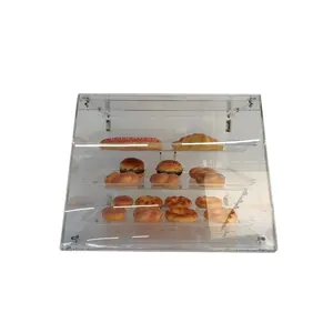 Pop design free standing acrylic bread display rack clear bread display case china made