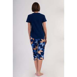 Traje de dormir capri ovalado de manga corta con cuello redondo para mujer - Product Image 1