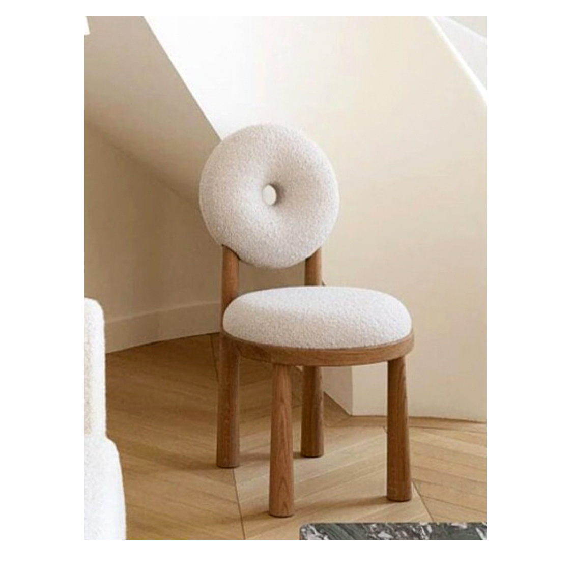 Chaise de salle à manger en forme de donut (bois d'hévéa)