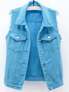 Gilet en jean <span class=keywords><strong>grande</strong></span> <span class=keywords><strong>taille</strong></span> 6XL pour <span class=keywords><strong>femme</strong></span>, <span class=keywords><strong>sans</strong></span> <span class=keywords><strong>manches</strong></span>, décontracté, pour étudiantes, style veste en jean - Product Image 5