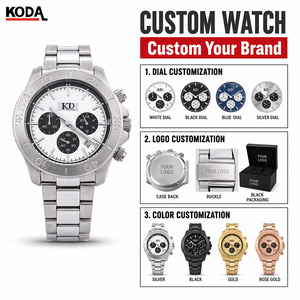 HB montres en acier inoxydable pour hommes cadran noir et blanc personnalisé montre chronographe de luxe <span class=keywords><strong>Boss</strong></span> en métal pour hommes - Product Image 1