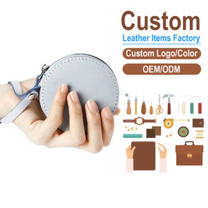 Porte-monnaie rond personnalisé en cuir de vachette, petit étui en cuir véritable, cadeau pour la promotion d'entreprise - Product Image 1