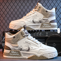 Nouvelles chaussures de skate pour hommes, respirantes, décontractées, polyvalentes et tendance, à tige haute, en cuir, confortables, sportives, à semelle épaisse