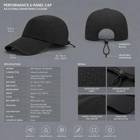 Sombrero de Sol Negro de Ala Larga, Protección UV para Exteriores, Transpirable, Ajustable, Gorra de Ciclismo para Senderismo y Running, Proveedor Mayorista