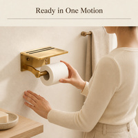 Porte-rouleau de papier toilette moderne en aluminium spatial bronze auto-adhésif avec étagère pour téléphone