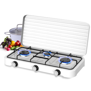 Estufa de <span class=keywords><strong>gas</strong></span> portátil de tres quemadores para camping y cocina doméstica, con cubierta para instalación en mesa - Product Image 3