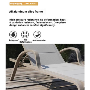<span class=keywords><strong>Tumbona</strong></span> Moderna de Aluminio para Exteriores con Cojines y Protector Solar Impermeable Inclinable para Piscina, Jardín, Balcón, Playa y Bronceado - Product Image 4