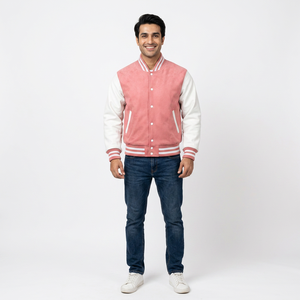 Blouson universitaire personnalisable pour homme, haute qualité avec manches en cuir, taille 5XL, style baseball, OEM pour le printemps - Product Image 1