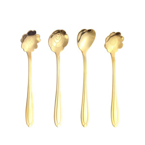 Cuillère à café en acier inoxydable à long manche, motif fleur de cerisier, pour mélanger le café, les desserts, utilisation en soirée - Product Image 4