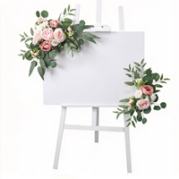 Décoration de table moderne en plastique avec arche de roses artificielles, arrangement floral fait main, panneau de bienvenue personnalisé RHD