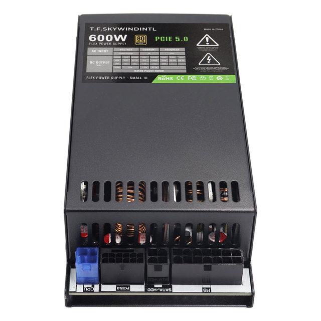 600W 1U Small Flex Power Supply Full Modular, 80 Plus Gold, PCIE 5.0 12V, Gaming PUS for Mini ITX Case/SFF Chassis