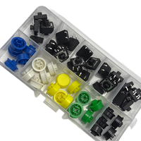 Kit de 25 interrupteurs à bouton-poussoir tactiles 12x12x7,3 mm, micro-interrupteurs momentanés avec capuchons de touches ronds 5 couleurs pour projets électroniques DIY Arduino
