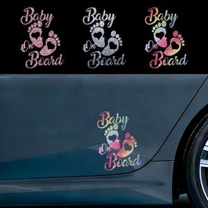 Pegatina Autoadhesiva con Brillantina y Diamantes de Imitación para Ventana Trasera de Coche, Decoración con Diseño de Bebé en el Coche, Calcomaní<span class=keywords><strong>a</strong></span> para Coche con Diseño de Bebé con Gafas de Sol - Product Image 3