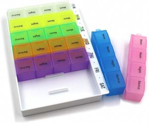 Boîte à pilules hebdomadaire, organiseur de médicaments pour 7 jours, 28 compartiments - Product Image 1