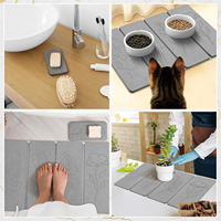 Grand tapis pliable antidérapant à séchage rapide CC 24"x16" et tapis absorbant en terre de diatomée à motif floral 8"x4" pour vaisselle, bouteilles et tasses